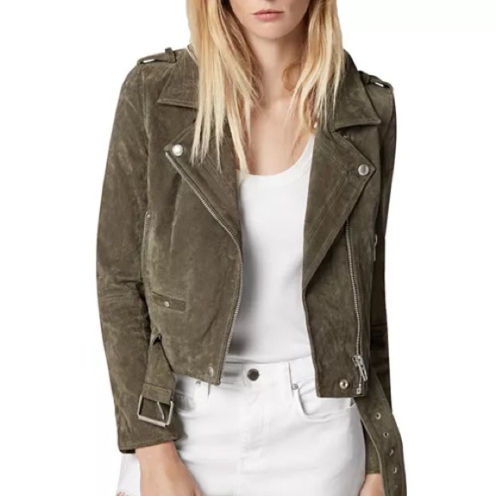 BLANKNYC Suede Herb Olive Green Suede Moto Jacket $198 NWT